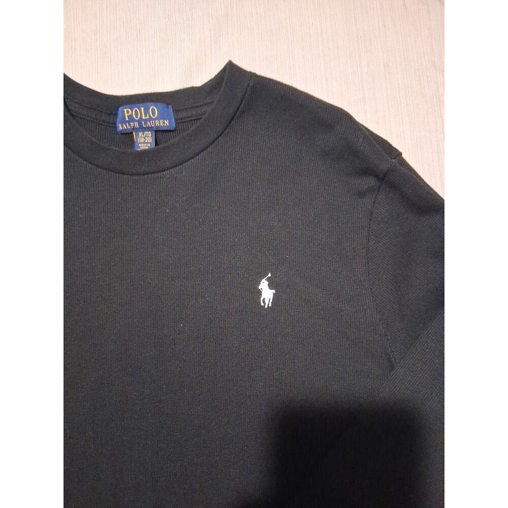 POLO Ralph Lauren Men's Crewneck Long Sleeve Shirt Size XL Navy Blue, White Pony